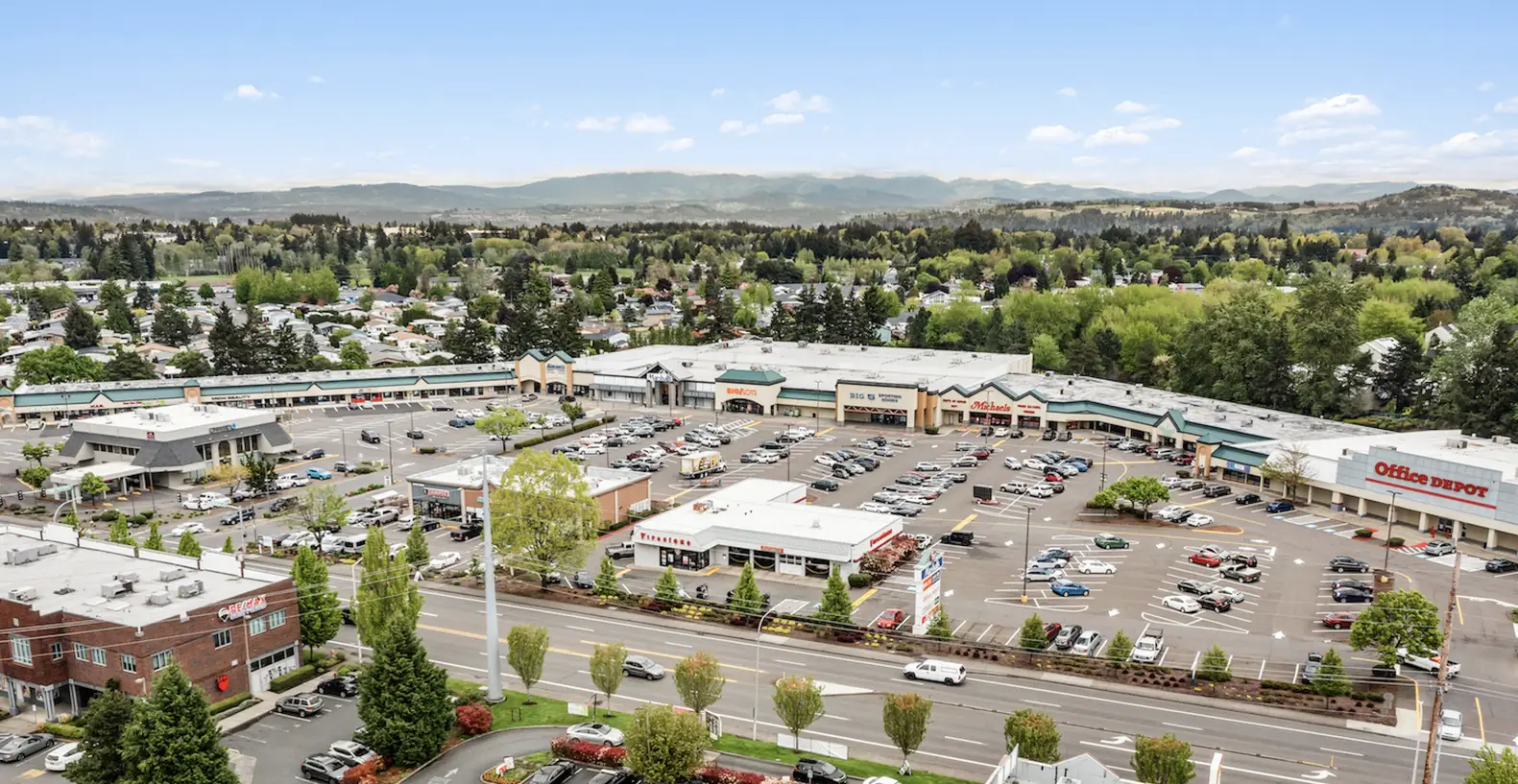 Aerial of shopping center